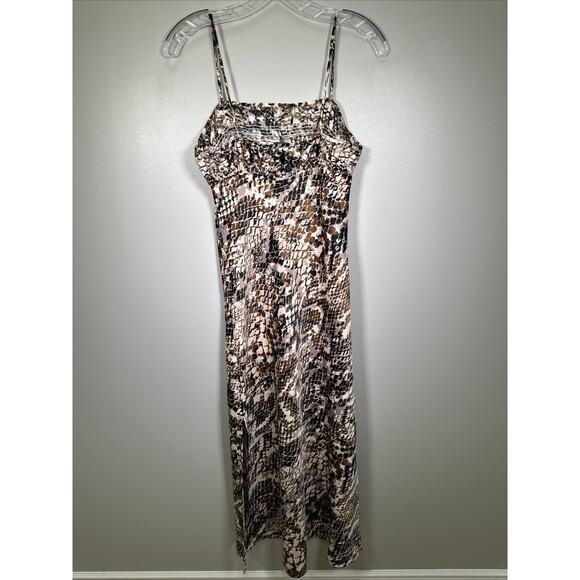 By‎ Anthropologie Square-Neck Slip Dress XS Side Slit Animal Snake Print Edgy - Picture 3 of 7